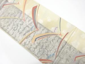 霞に花模様織り出し　袋帯